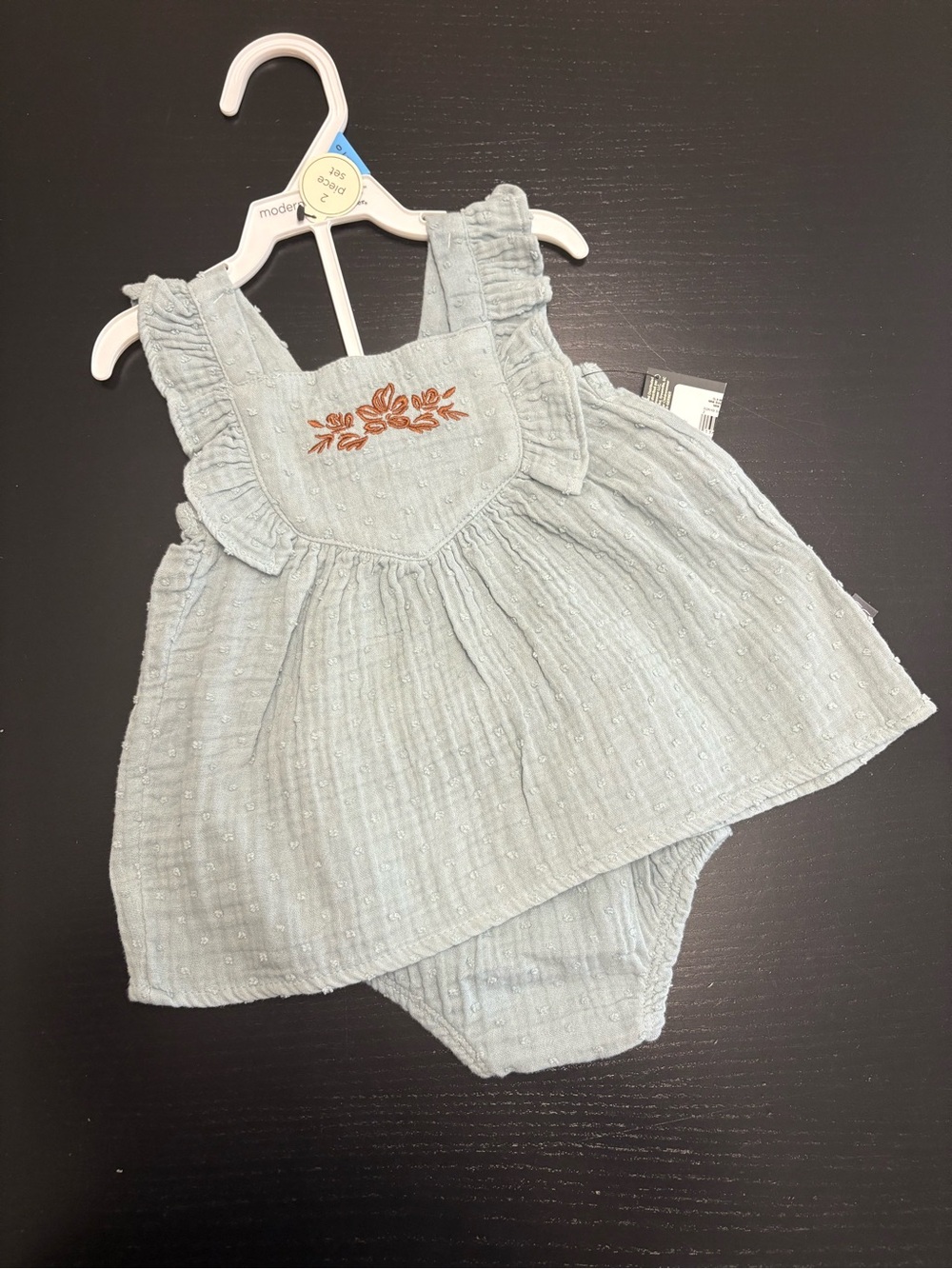 Modern Moments 0-3m Ruffle Bloomer Set in Light Blue
